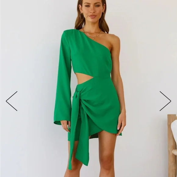 Runaway one shoulder mini dress Emerald - Picture 7 of 7